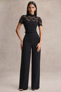Orlina | Black High-Neck Jumpsuit With Lace Detailing