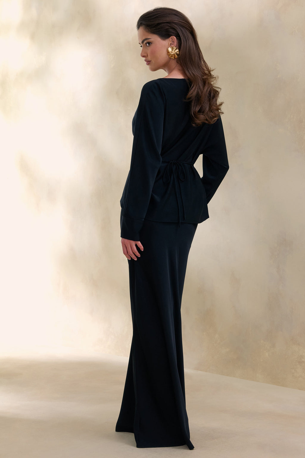 Elaria | Black Satin Maxi-Skirt