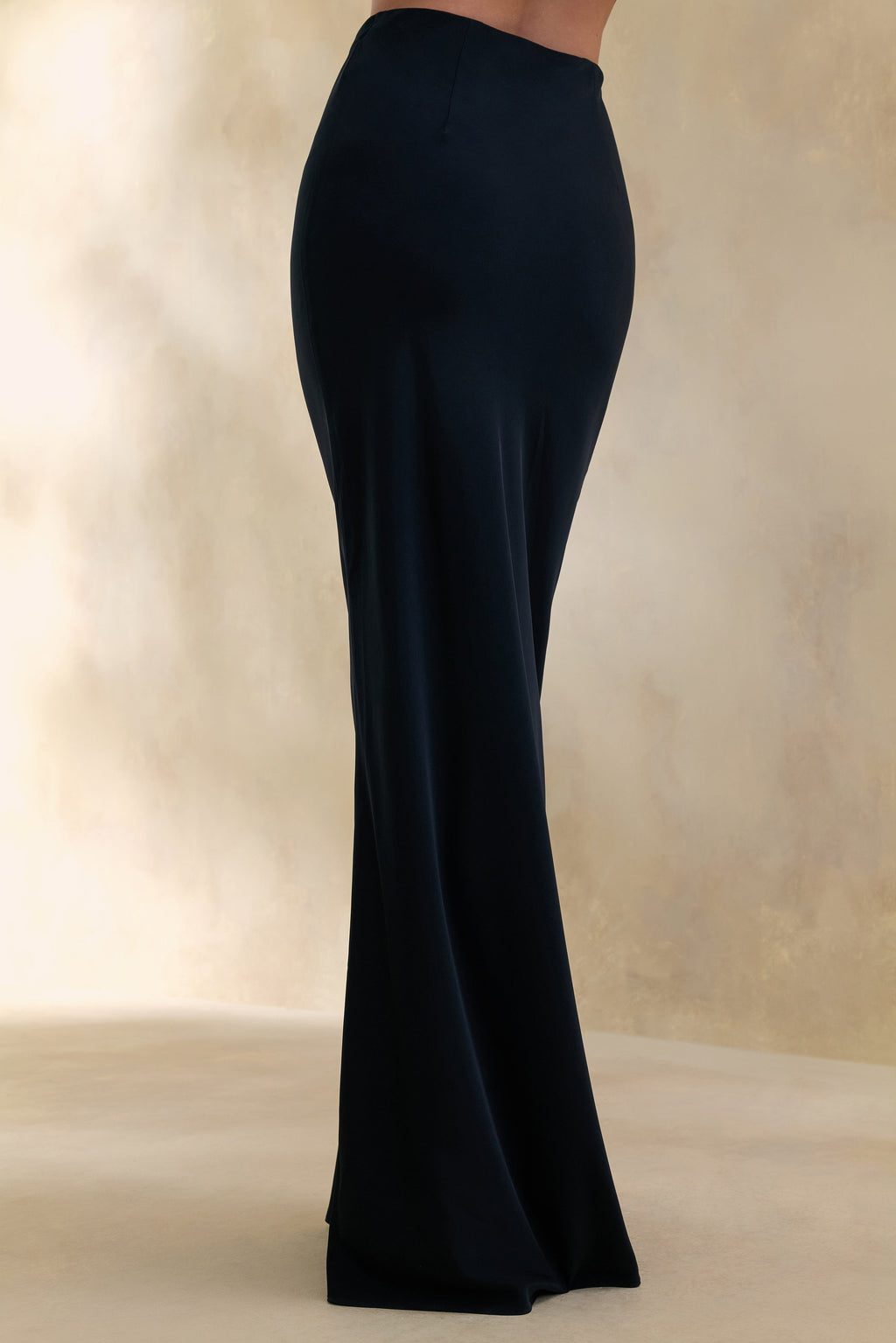 Elaria | Black Satin Maxi-Skirt