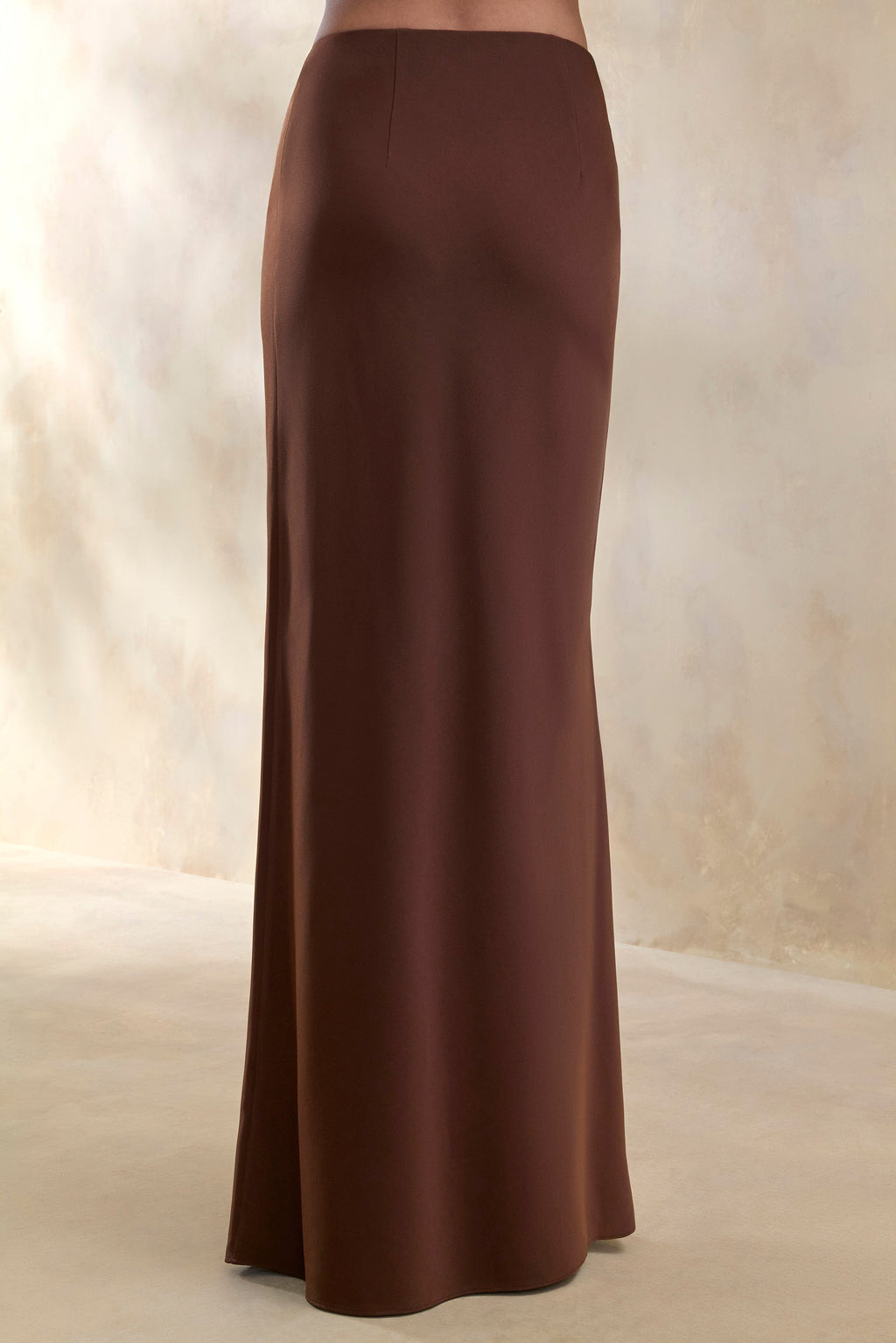 Elaria | Brown Satin Maxi-Skirt