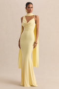 Armelia | Lemon Cowl-Neck Maxi Dress With Scarf-Detail
