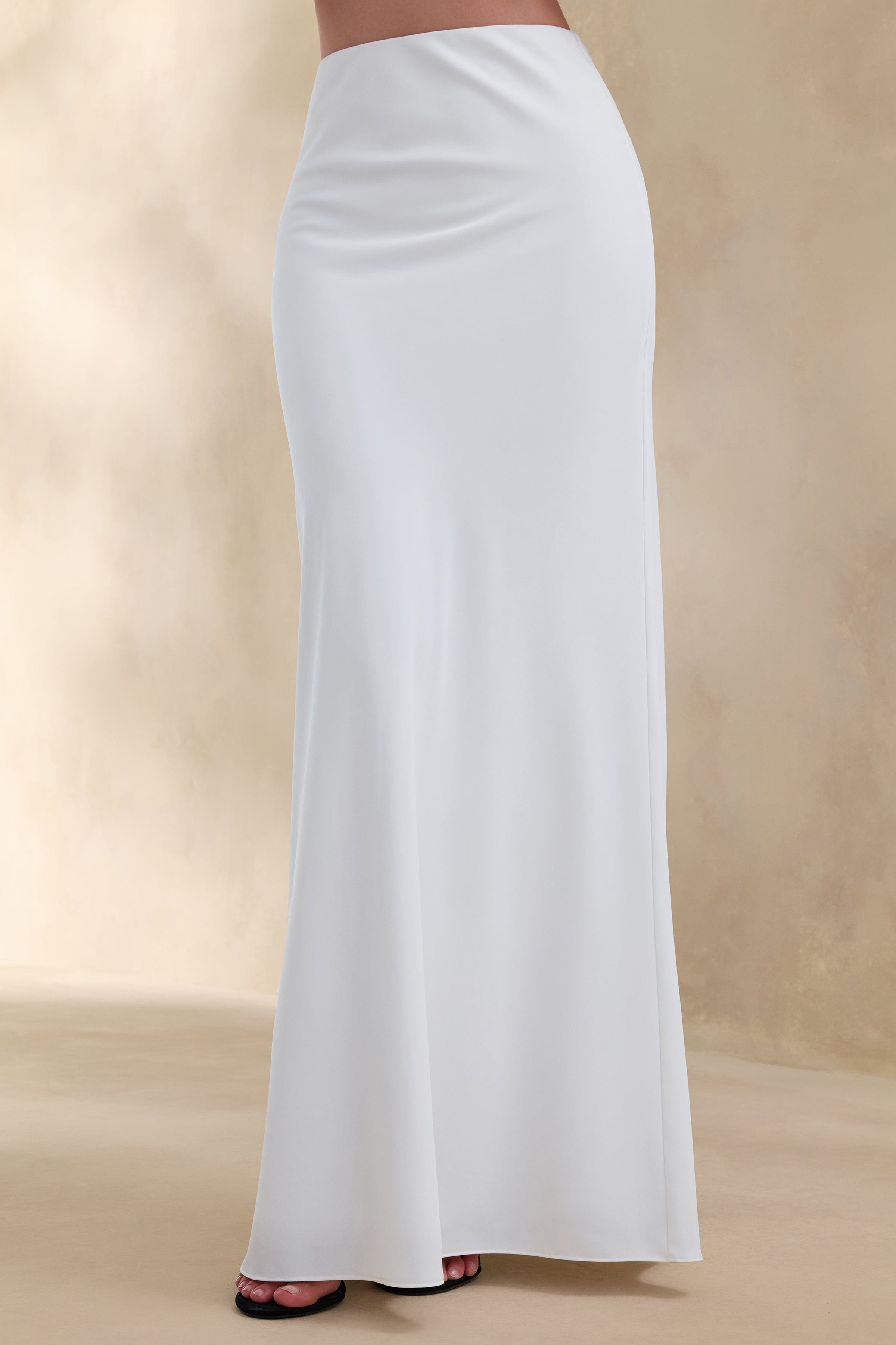 Iveta | White Satin Maxi-Skirt