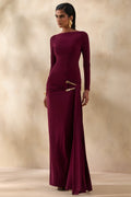 Astrielle | Burgundy Wide-Neck With Gold-Detail And Sash