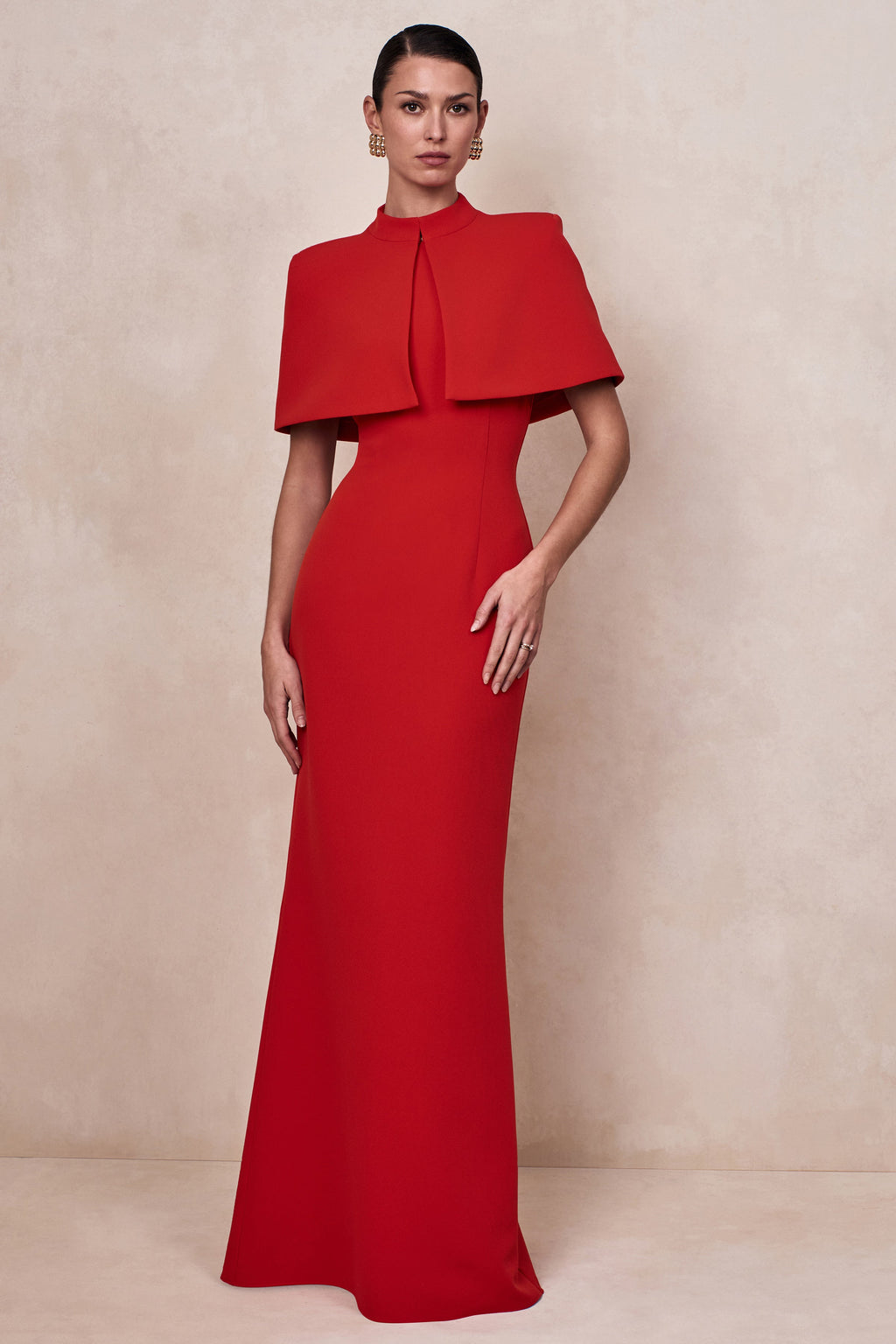 Deva | Red High-Neck Cape
