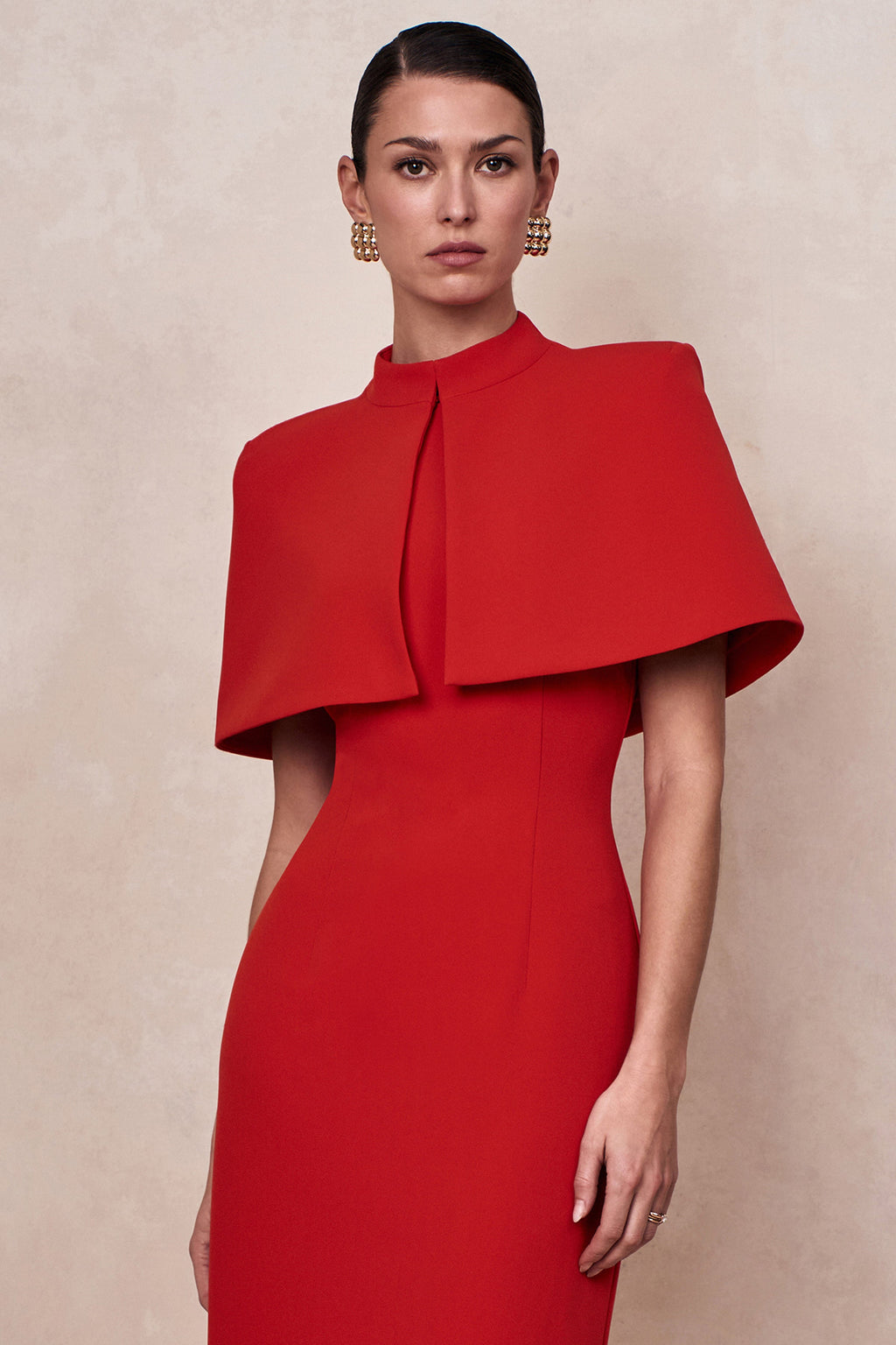 Deva | Red High-Neck Cape