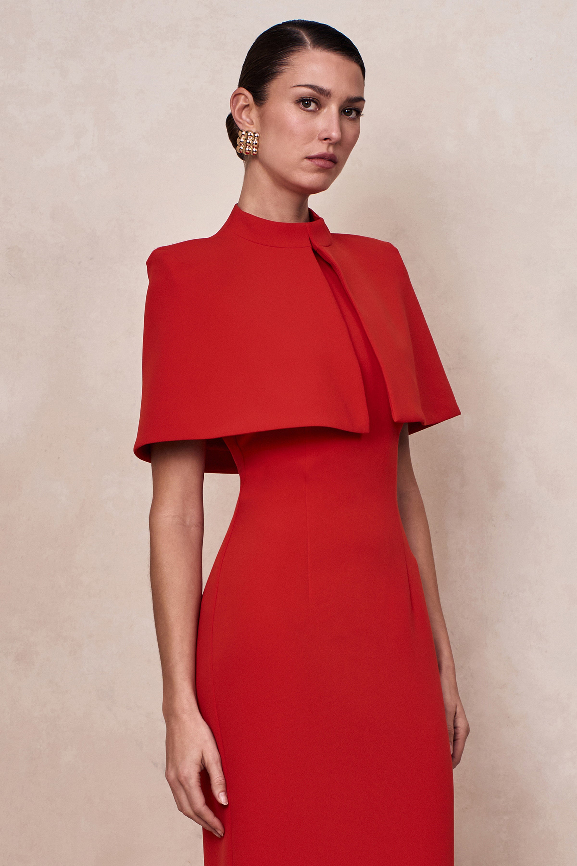 Deva | Red High-Neck Cape