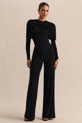 Eloura | Black High-Neck Jumpsuit With Twist-Gathered Detail