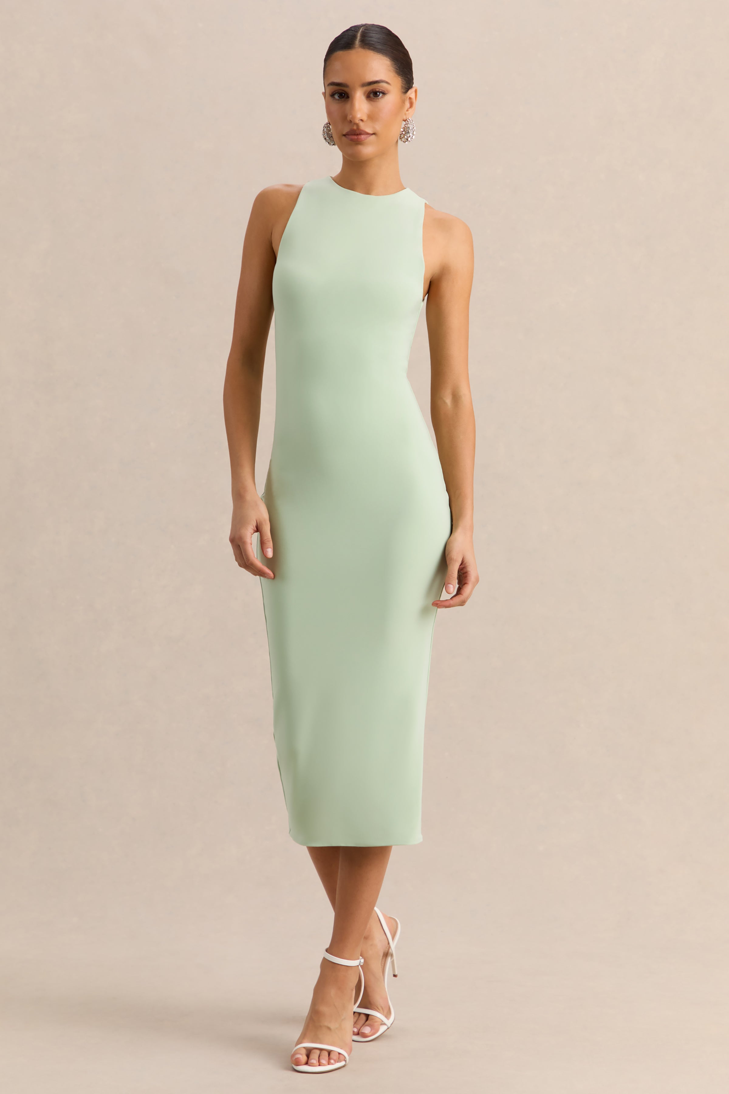 Mirana | Mint High-Neck Midi-Dress