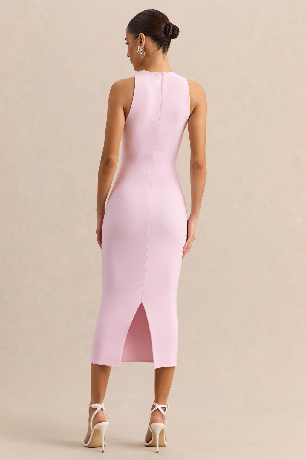 Mirana | Light Pink High-Neck Midi-Dress