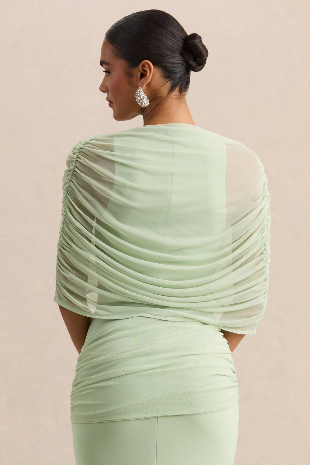 Magoria | Mint Mesh Round-Neck Cape