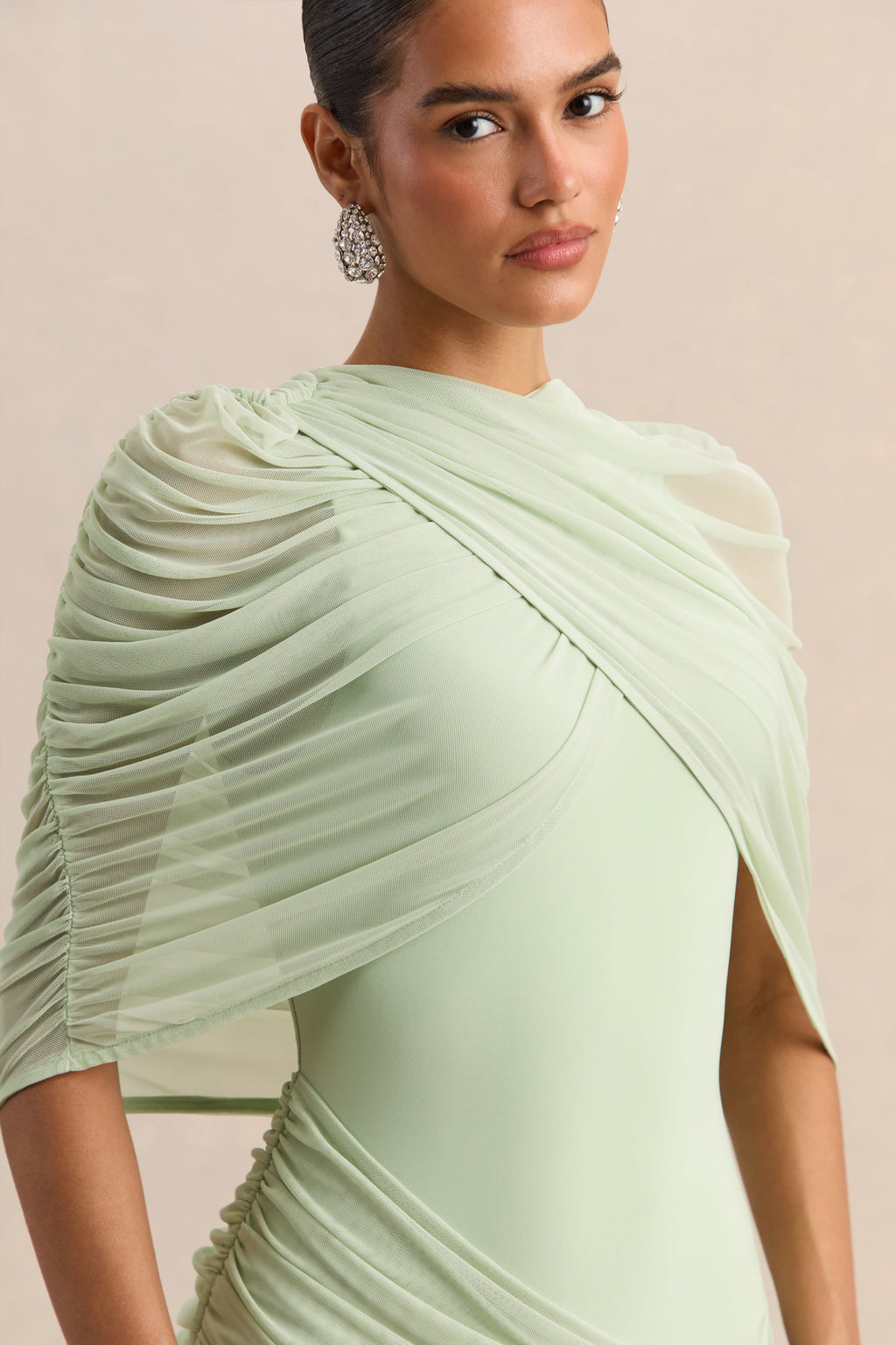 Magoria | Mint Mesh Round-Neck Cape