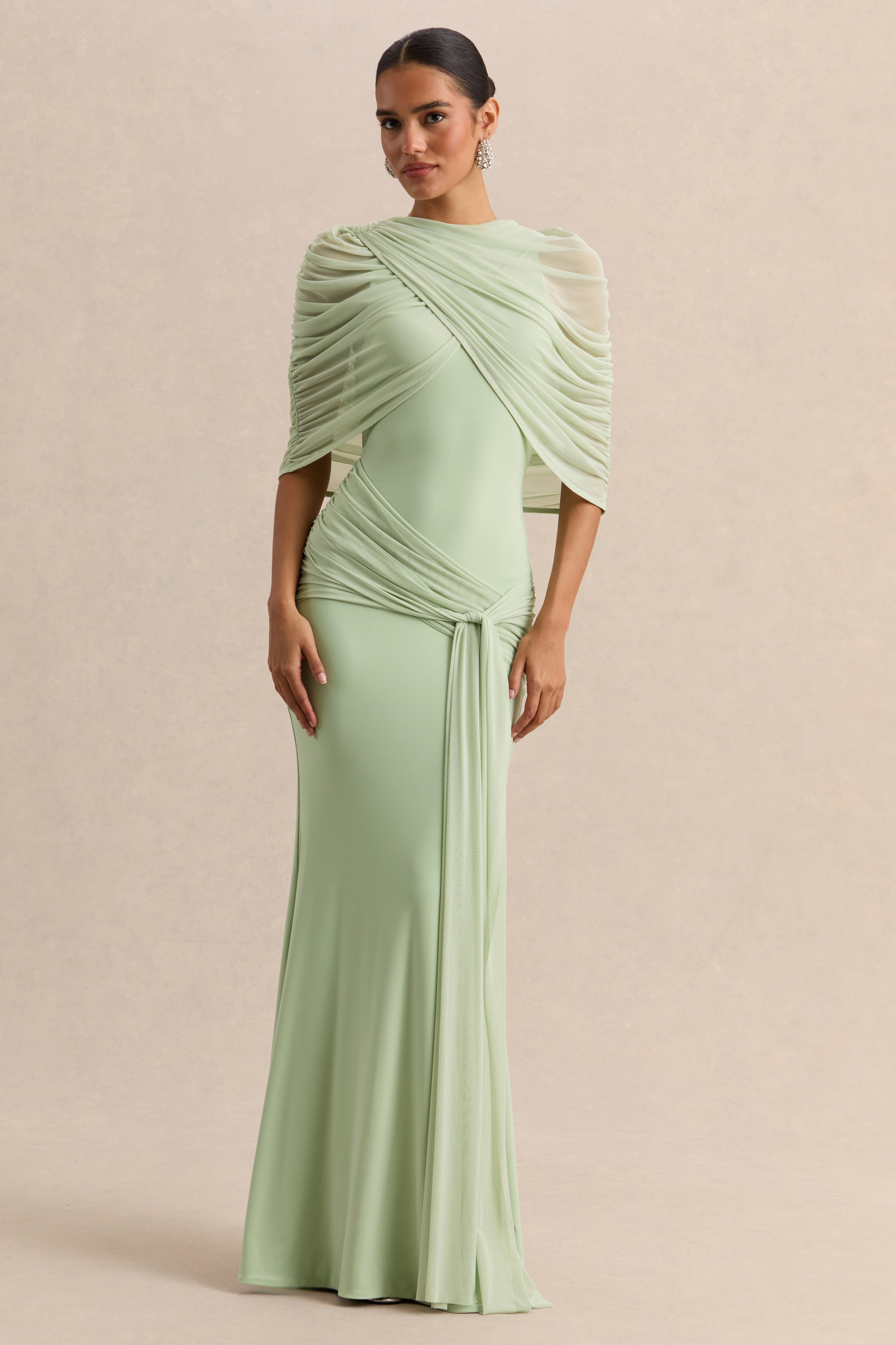 Magoria | Mint Mesh Round-Neck Cape