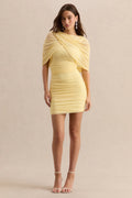 Merisse | Lemon Bandeau Mini-Dress With Ruched-Detailing