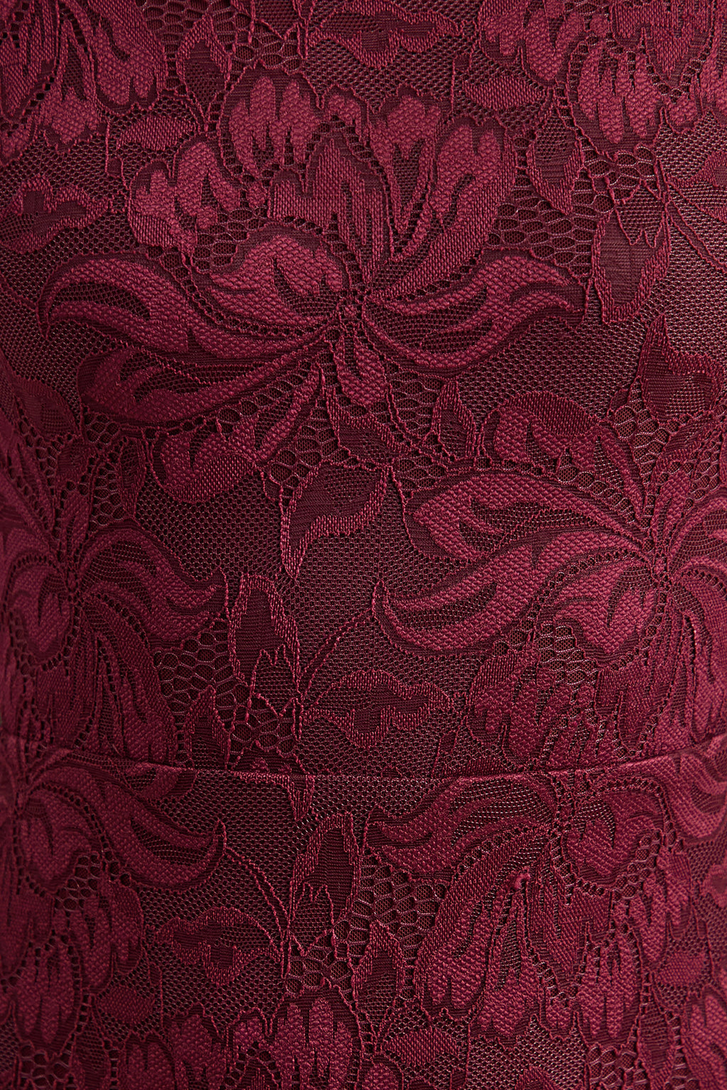 Iselle | Burgundy Lace Bardot-Neck Maxi Dress With Scarf-Detail