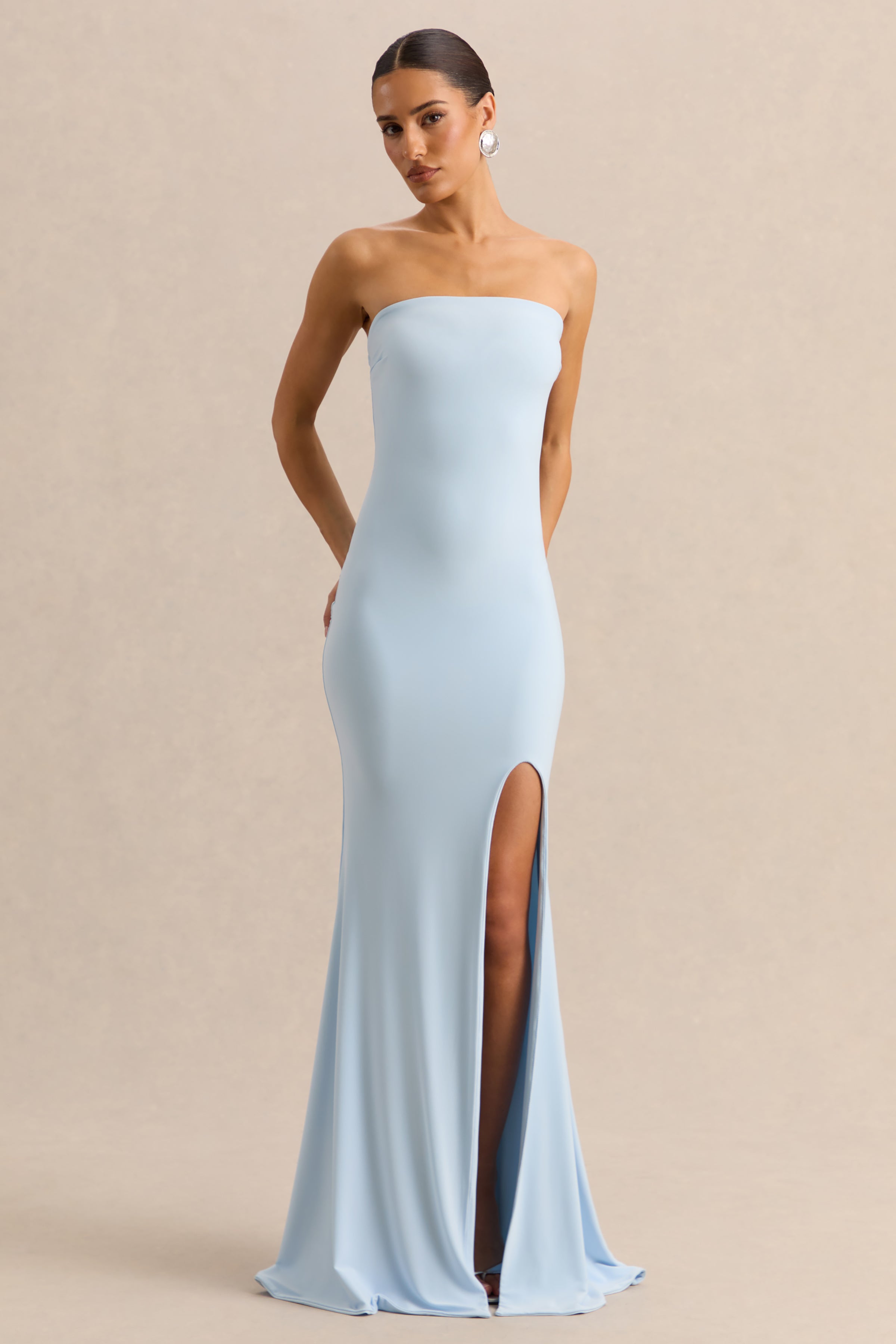 Melva | Powder Blue Bandeau Maxi Dress