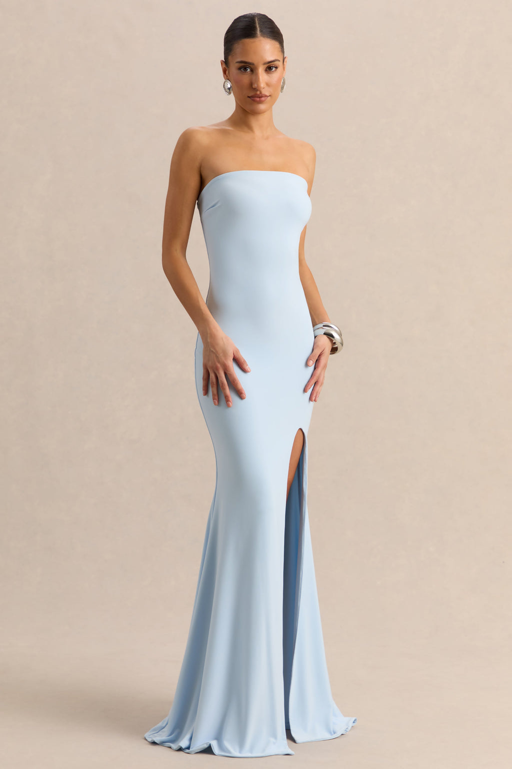 Melva | Powder Blue Bandeau Maxi Dress