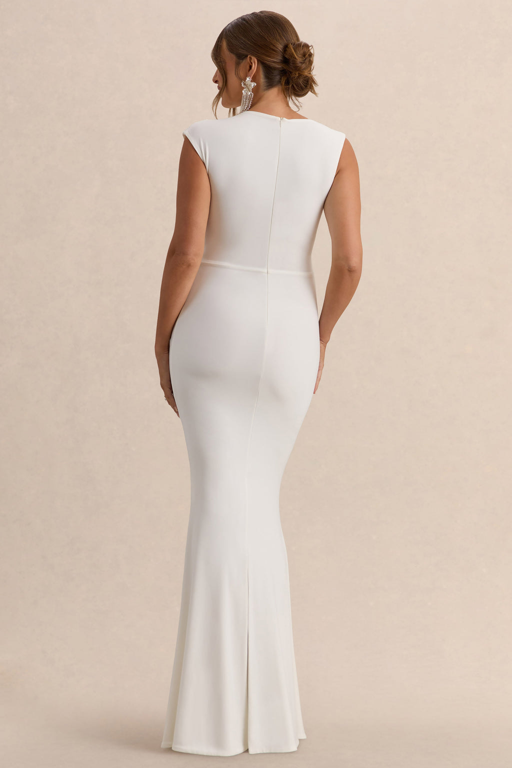 Osanna | White Wide-Neck Maternity Maxi Dress With Ruched Detailing
