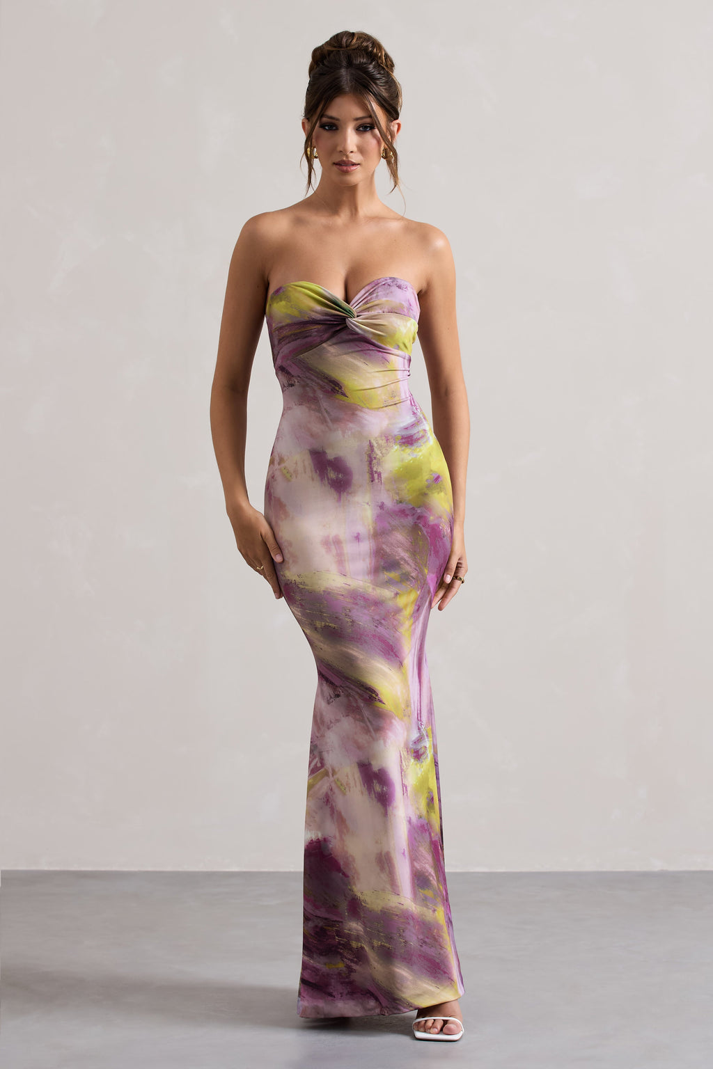 Santiago | Lilac Print Strapless Twist Maxi Dress